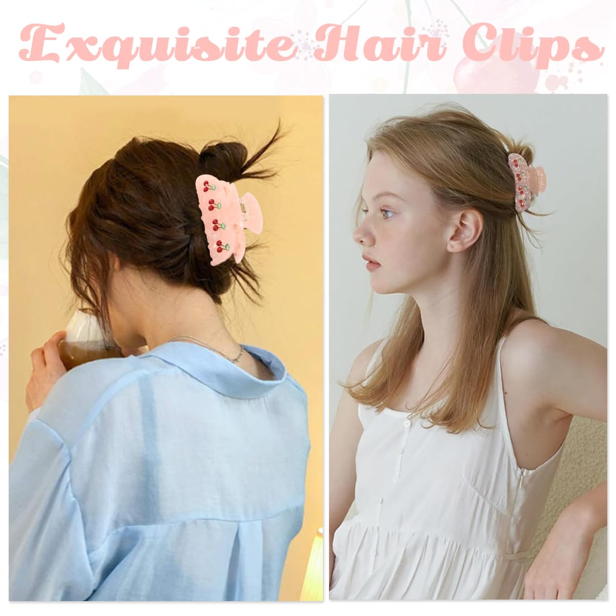 PALAY Hair Claw Clips for Women Pink Cherry Claw Clips Acrylic Hair Claws Medium Size Hair Clips Jaw Aesthetic Nonslip Hair Clamps for Women Ladies PALAY Hair Claw Clips for Women Pink Cherry Claw Clips Acrylic Hair Claws Medium Size Hair Clips Jaw Aesthetic Nonslip Hair Clamps for Women Ladies